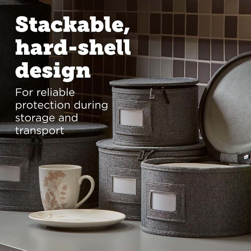 storageLAB China Storage Containers, Containers for Organizing, Hard Shell Case, Felt Plate Dividers, Moving Supplies, Storage Box, Wine, Dishes, Glasses Storage, Charger Plates Storage Containers