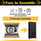 SteeLoong Kitchen Pantry Cabinet,75”Black Metal Storage Cabinets with Doors and 4 Adjustable Shelves,Kitchen Cabinet with 2 Gold Handles,Tall Cabinet for Livingroom, Bathroom