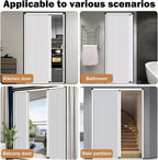 40x57 Retractable Aluminum Sliding Door – Soundproof, Waterproof Low Track Interior Folding Doors for Closet, Room Divider, Living Room, Bedroom, Kitchen, Office White (WxH) 47x76in/119.4x193cm