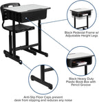 Flash Furniture Nila Set of 3 Adjustable Height Student Desks and Chairs with Black Pedestal Frames