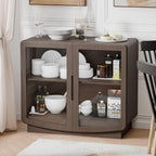 35" Sideboard Buffet Cabinet with Storage, Walnut Glass 2-Door Cabinet with Shelves, Modern Coffee Bar Credenza for Entryway, Kitchen & Living Room