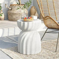 13.78x13.78x19.09 inch Contemporary Lightweight Concrete Accent Side Table Patio Hourglass Side End Table Coffee Table Accent Table Garden Stool for Living Room Office