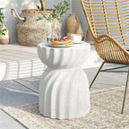 13.78x13.78x19.09 inch Contemporary Lightweight Concrete Accent Side Table Patio Hourglass Side End Table Coffee Table Accent Table Garden Stool for Living Room Office
