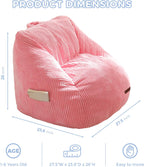 MAXYOYO Kids Bean Bag Chair, Bean Bag Couch with Handle, Comfy Toddler Chair for Boys and Girls, Accent Sofa Chair with Pocket for Gaming Reading Relaxing, Pink