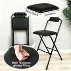 Folding Stool with Back,1Pcs Height for Kitchen Counter & Bar Table, Tall Foldable Stool Chair Portable Adult Seat Leather Padded Kitchen Shop Comfortable and Sturdy 29.5 Inch