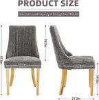 Dining Chairs Set of 6，Modern Channel Tufted Upholstered Dining Chairs with Golden Stainless Steel Legs, Comfortable Chenille Fabric Kitchen Chairs for Dining Room (Grey, 6pc)