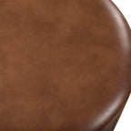 Adeco Brown Upholstered Round Faux Leather Storage Ottoman with Tray Lid | Tufted Foot Rest Ottoman for Living Room & Bedroom | Decorative Home Furniture