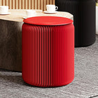 Paper Folding Stool with PU Cushion - Honeycomb Design Portable Folding Stool - Strong Load-Bearing Capacity - an Be Used As a Shoe Bench, Side Table, or Bedside Table,Red,L:37CM/14.5in