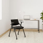 2 Pack Stackable Conference Room Chairs with Wheels and Paddle, Ergonomic Mesh Back and Arms for Meeting, Conference, Reception, Training Room & Home Office Desk Folding Chairs