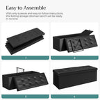SONGMICS MAZIE Collection - 43 Inches Storage Ottoman Bench with Flipping Lid, Storage Chest with Iron Frame Support, Load 660 lb, for Living Room, Bedroom, Synthetic Leather, Black ULSF75BK