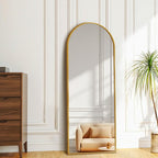 57"x19" Full Length Mirror, Arched Full Body Standing Mirror, Leaner Floor Mirror, Anti-Shatter Glass & Thin Alloy Frame, for Bedroom Living Room Entryway, Gold