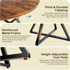Concho 47" Round Dining Room Table for 4-6,Circle Kitchen Dining Dinner Table with Pedestal Metal Frame,Space Saving Wood Kitchen & Dining Room Furniture, Vintage Brown