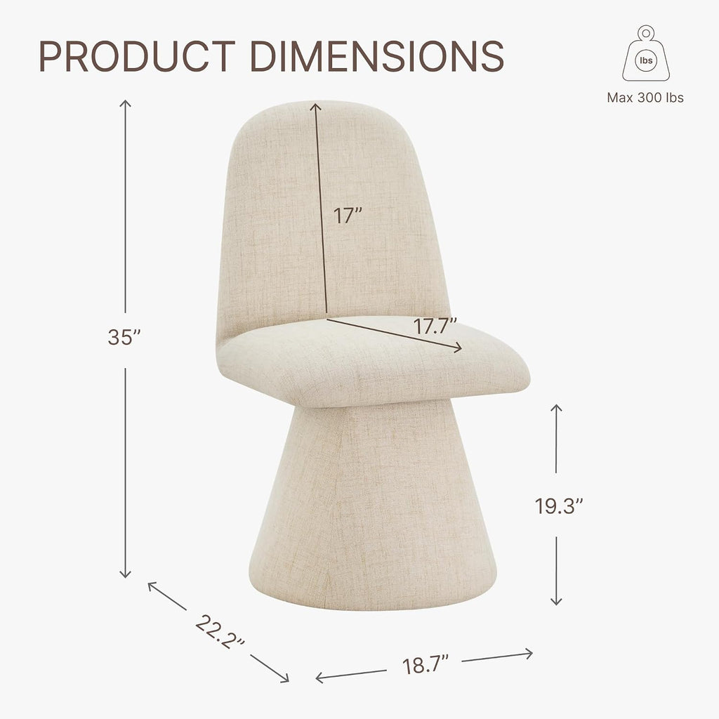 KISLOT Swivel Dining Chairs Set of 1, Modern Upholstered Dining Chair Mid Century Kitchen Chairs with Wave Shaped High Back, 360 Degree Rotating Vanity Chair for Dining Room, Bedroom, Farmhouse, Sand