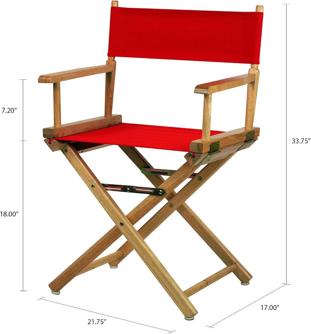 Casual Home Director's Chair ,Natural Frame/Red Canvas,18" - Classic Height