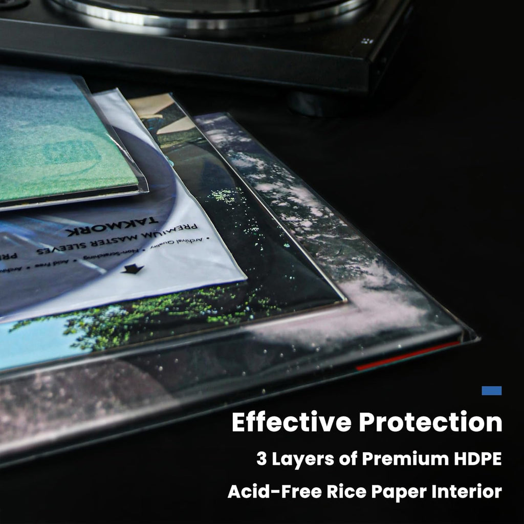 Vinyl Record Inner Sleeves: 12" Anti-Static Rice Paper LP Sleeves Album Record Acid-Free Clear Protective Sleeves for Vinyls Storage, 25pcs