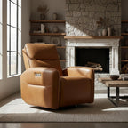 CHITA Faux Leather Power Recliner Chair, Swivel Glider Recliner for Adults, Nursery Rocking Chair with USB & Type-C Charging for Living Room, Bedroom, Camel
