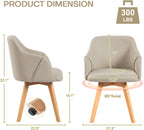 Swivel Dining Chairs Set of 4, Mid Century Modern Dining Chairs with Arms and Wood Legs, Linen Fabric Upholstered Kitchen Chairs for Dining Room Living Room, Comfortable Widen Seat, Sand