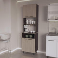23.6" D*16.1" W*80.3" H Freestanding Kitchen Pantry with 3 Shelves, 2 Double Doors, Rectangular Wood Storage Cabinet, Farmhouse, for Living Room, Dining Room, Oak