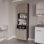 23.6" D*16.1" W*80.3" H Freestanding Kitchen Pantry with 3 Shelves, 2 Double Doors, Rectangular Wood Storage Cabinet, Farmhouse, for Living Room, Dining Room, Oak