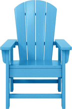 WestinTrends Malibu 2-Piece Kids Outdoor HDPE Adirondack Chair with Square Side Table Set, Pacific Blue
