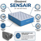 Beautyrest SensAir 20" Air Mattress, Full Size, Sure-Lock Anti-Leak Pump, Cool Vent Topper, Off-Set Coil Support