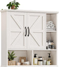 Vabches Bathroom Wall Cabinet, Farmhouse Medicine Cabinet with Double Barn Door and Adjustable Wood Shelf, Over The Toilet Storage Cabinet for Wall Mounted for Bathroom Laundry Room Kitchen (White)