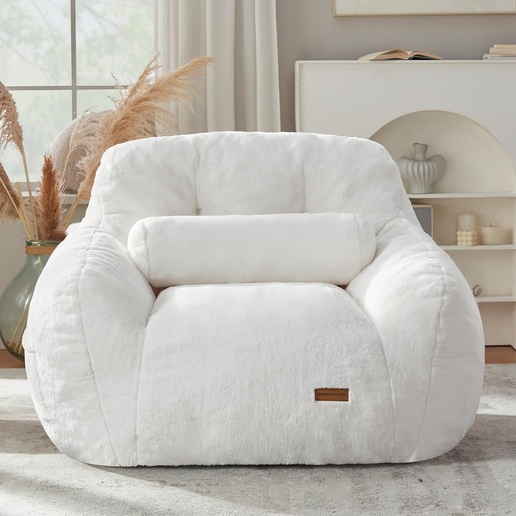 EBENCHICO Giant Bean Bag Chair for Adults, Comfy Oversized Bean Bag Chairs for Teens, Large Beanbag Chair Couch Sofa with Filler,Reading Chair with Pillow for Living Room Bedroom