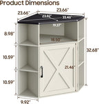 Vabches Corner Cabinet, Corner Storage Shelf with USB Ports and Outlets Industrial Organizer for Small Space Wooden 6-Cubby Bookshelf for Study, Playroom, Living Room (Rustic White and Black)