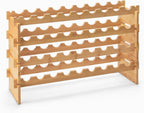 Amazon Basics Stackable Natural Bamboo Wine Rack, 36 Bottle Capacity, Easy to Assemble