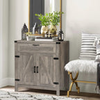 VINGLI Modern Farmhouse Sideboard Buffet Cabinet with Drawer, Storage Cabinet with Doors and Adjustable Shelves, Coffee Bar Station for Kitchen, Dining Room and Living Room, Ash Grey