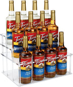 Acrylic 12 Bottle Capacity Coffee Syrup Organizer, 3-Tier Coffee Syrup Rack, Syrup Bottle Holder Stand for Coffee Bar Kitchen Countertop, Family Storage for Syrup Wine Dressing