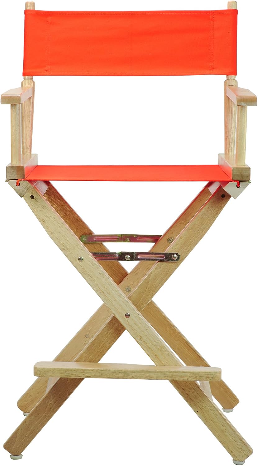 Casual Home 24" Director's Chair Natural Frame with Orange Canvas, Counter Height