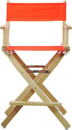 Casual Home 24" Director's Chair Natural Frame with Orange Canvas, Counter Height
