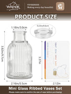 Glass Bud Vases Set of 24, Small Flower Vase in Bulk, Clear Mini Ribbed VaseS for Centerpieces, Modern Wedding Reception Table Decorations