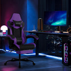 Gaming Chair with Footrest, High Back Gaming Chairs PVC Leather Ergonomic Gamer Chair with Adjustable Headrest Lumbar Support Racing Style Video Gaming Chair for Office/Home (Purple)