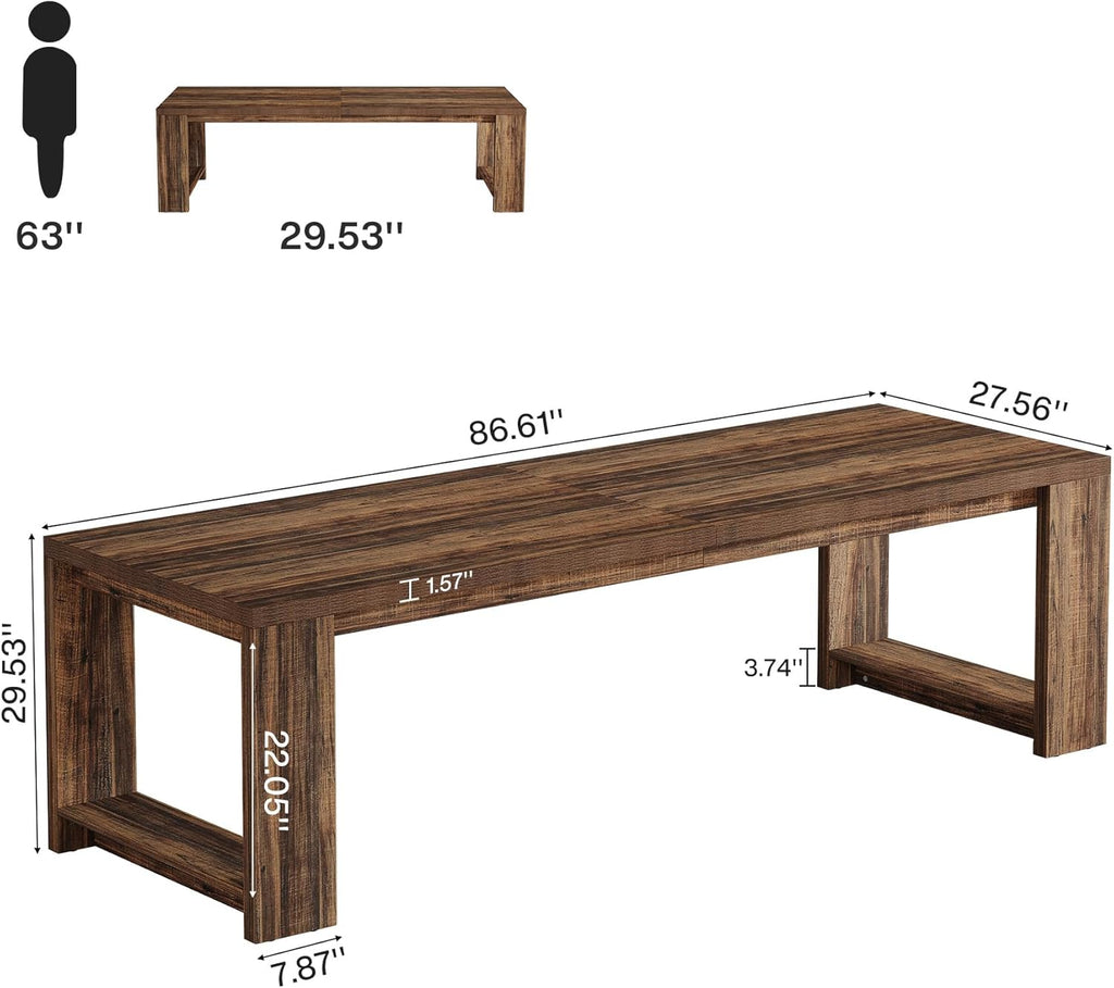 Tribesigns Two Person Desk, 86.6-Inch Extra Long Computer Desk, Two Person Double Desk Workstation for Home Office, Rustic Brown