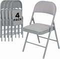 4 Pack Folding Chairs, Fabric Dining Chair Set with Padded Cushion and Back, Indoor Outdoor Seat for Home Office, Parties, Events, Wedding, Extra Guest Seating, Graphite Gray