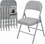 4 Pack Folding Chairs, Fabric Dining Chair Set with Padded Cushion and Back, Indoor Outdoor Seat for Home Office, Parties, Events, Wedding, Extra Guest Seating, Graphite Gray