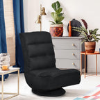 COSTWAY Folding Floor Chair, Adjustable 5-Position Video Gaming Chair with 360 Degree Swivel, Detachable Cover, Padded Backrest, Multipurpose Living Room Floor Lounger for TV, Reading, Playing (Black)