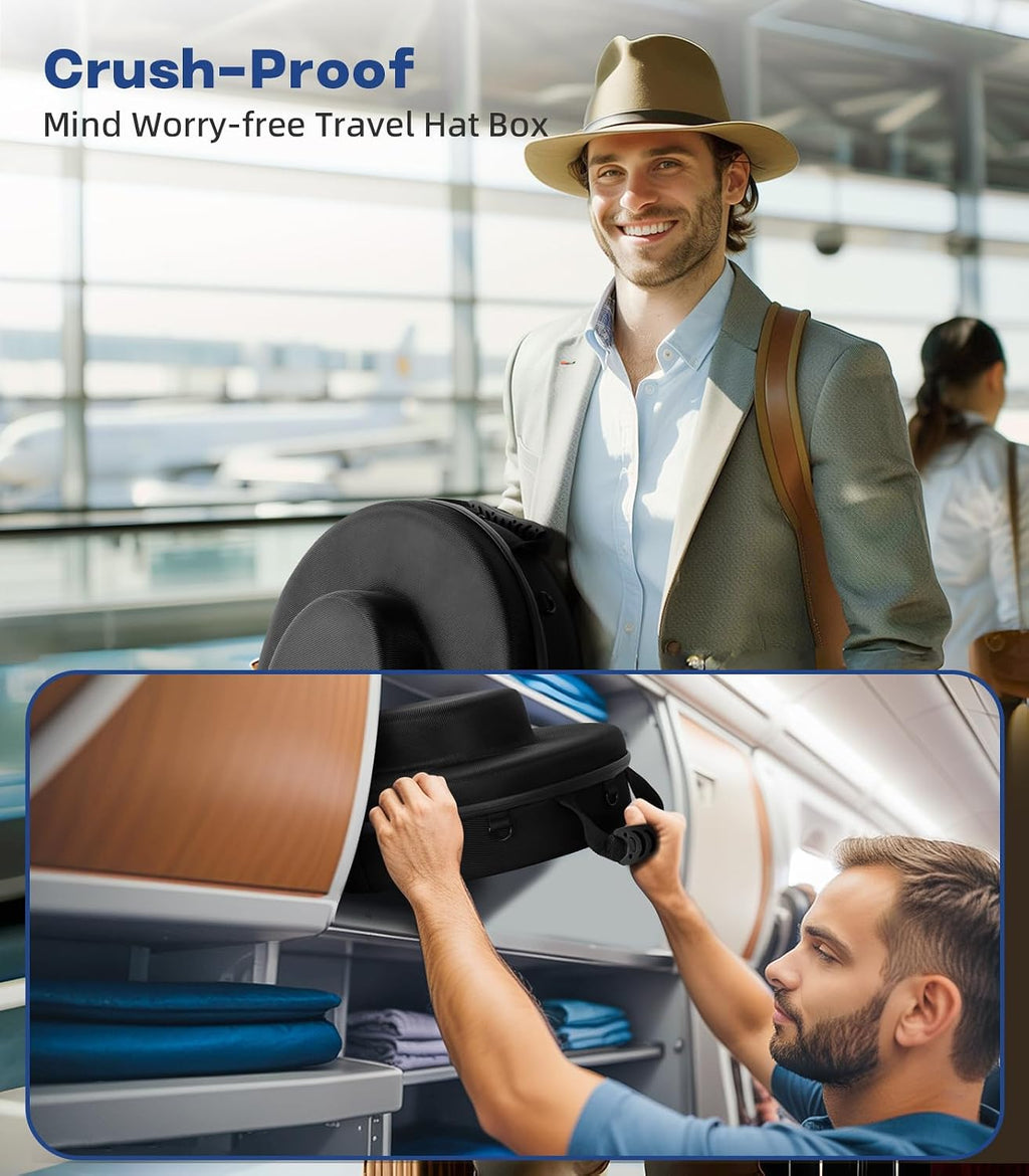 Hat Box for Cowboy Travel Extra Large, Waterproof Hard Hat Travel Case Storage Can for Fedora Panama Tweed Cap Holder Organizer Carrier with Adjustable Carry Strap, Mens Western Gift, Large Pink