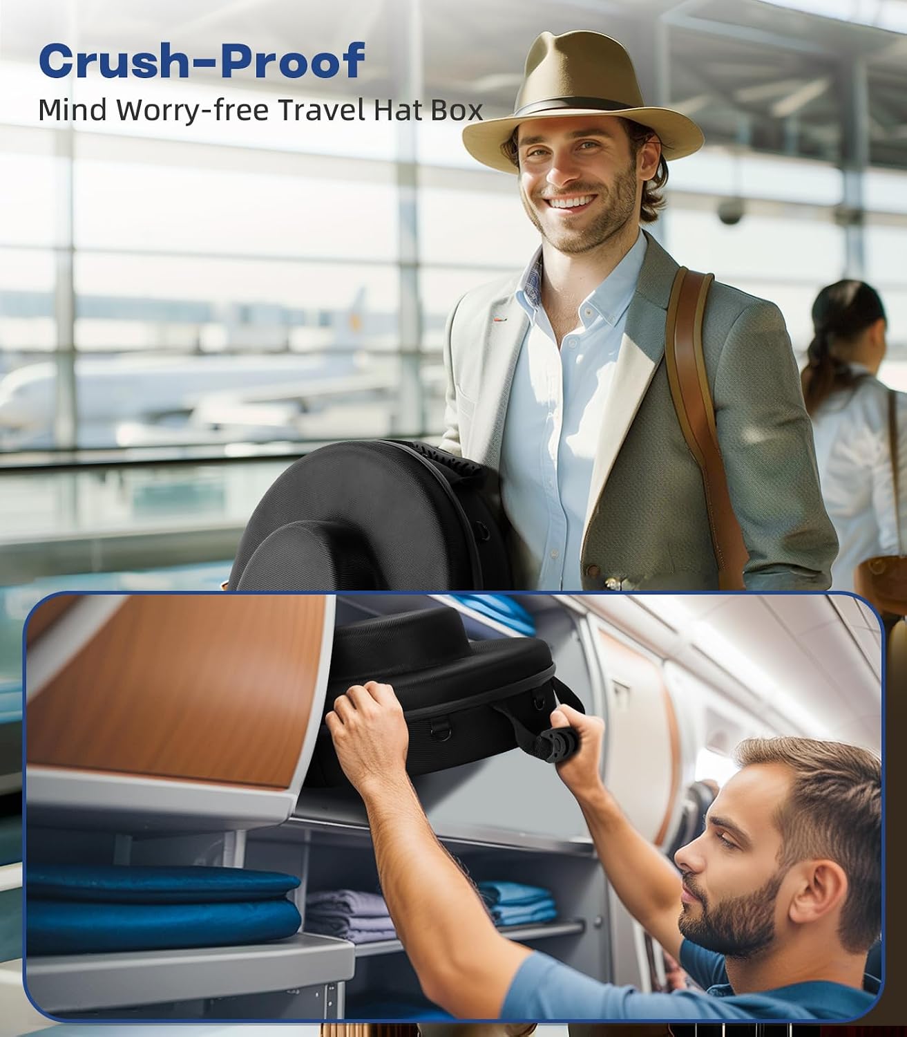 Hat Box for Cowboy Travel Extra Large, Waterproof Hard Hat Travel Case Storage Can for Fedora Panama Tweed Cap Holder Organizer Carrier with Adjustable Carry Strap, Mens Western Gift, Large Pink