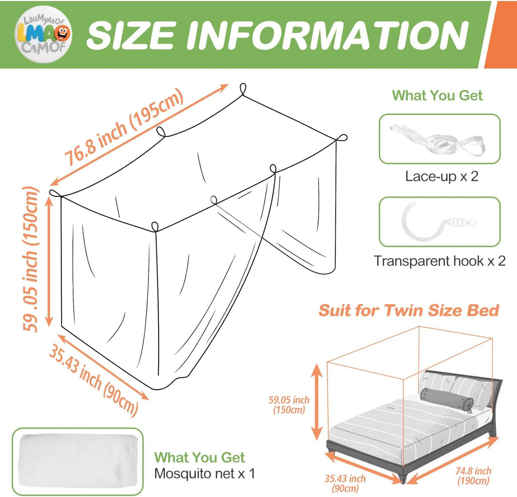 4 Corners Mosquito Net for Mosquiteros para Camas Bed Canopies Netting Bed Drapes Rectangular Mosquito Mesh for Camping Home Outdoor Travel
