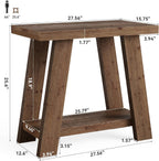 LITTLE TREE Solid Wood End Table, Small Side Table with 2-Tier Storage Shelf for Living Room, Rectangular Side Table for Couch, Bedside Table for Bedroom, Easy Assembly
