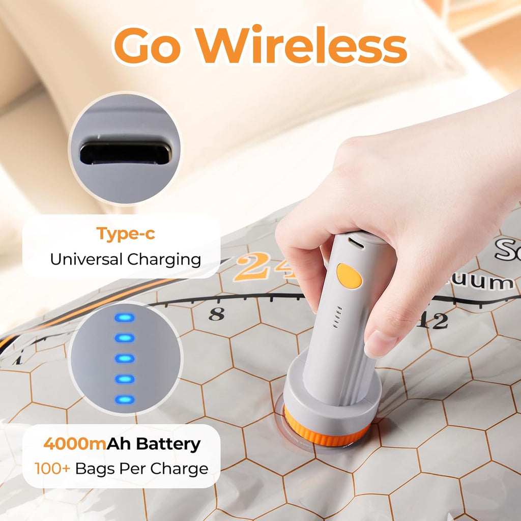 Rechargeable Wireless Pump Travel Storage Bags，20 Pack Storage Bags Vacuum Sealed，Travel & Home Organizer Set, Multi-Size Space-Saving Bags, Suitable Closet Luggage Bedding Clothing Storage