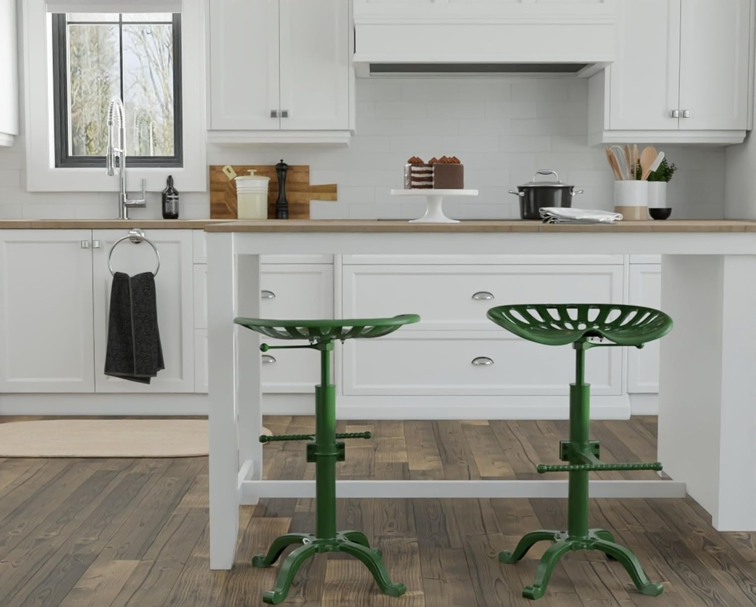 Carolina Chair & Table Adjustable Iron Tractor Seat Barstool (Green)