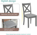 RuiSiSi 5 Piece Dining Table Set for 4, Farmhouse Kitchen Table with 4 Padded Seat Chairs, Wood 5 Piece Dinette Set Rectangular Table for Kitchen, Living Room, Gray