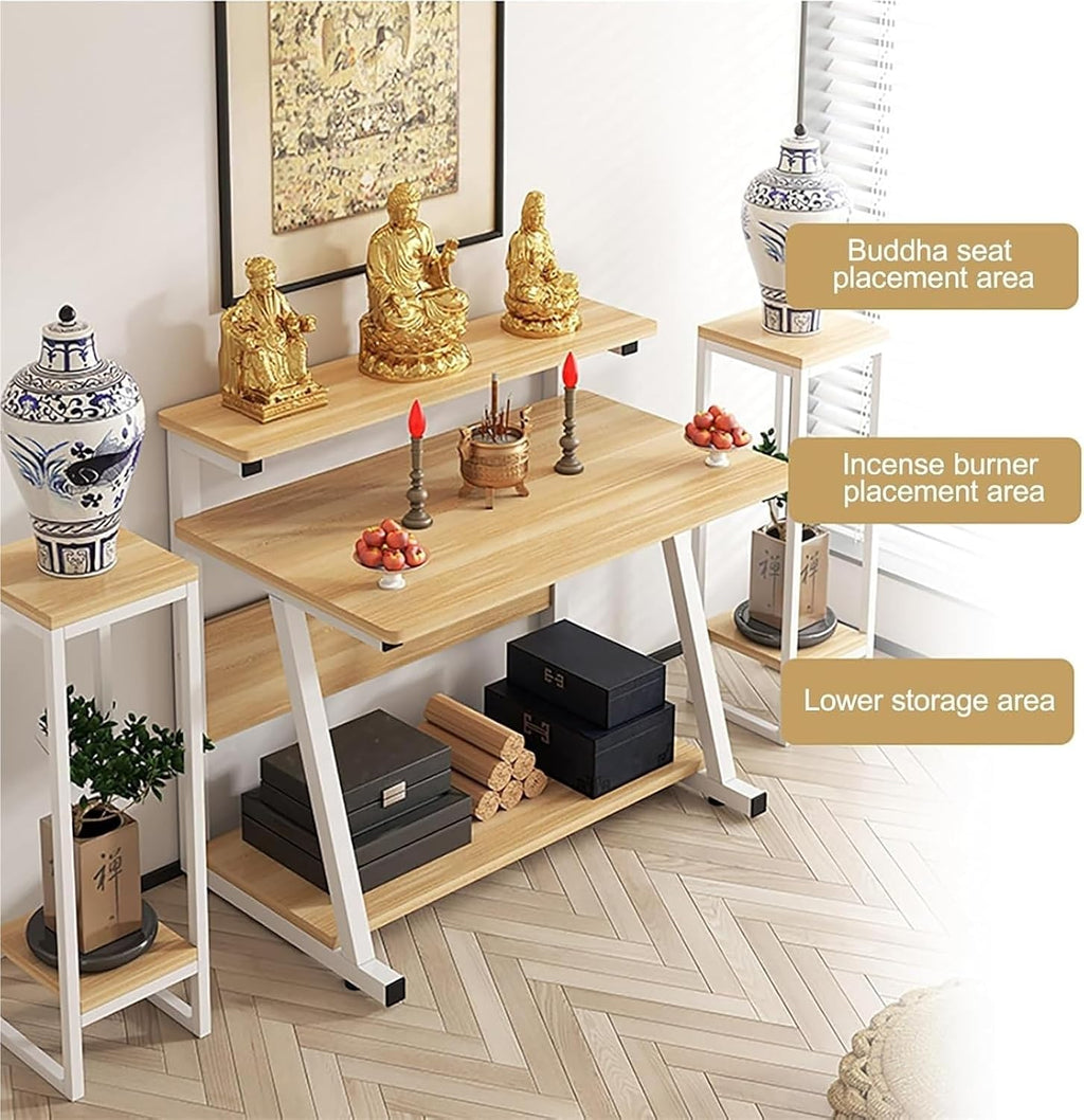Altar Table， Stand Meditation Prayer Table Altar Cabinet for Homes Temples Ancestral Halls(White,60cm(23.6in))