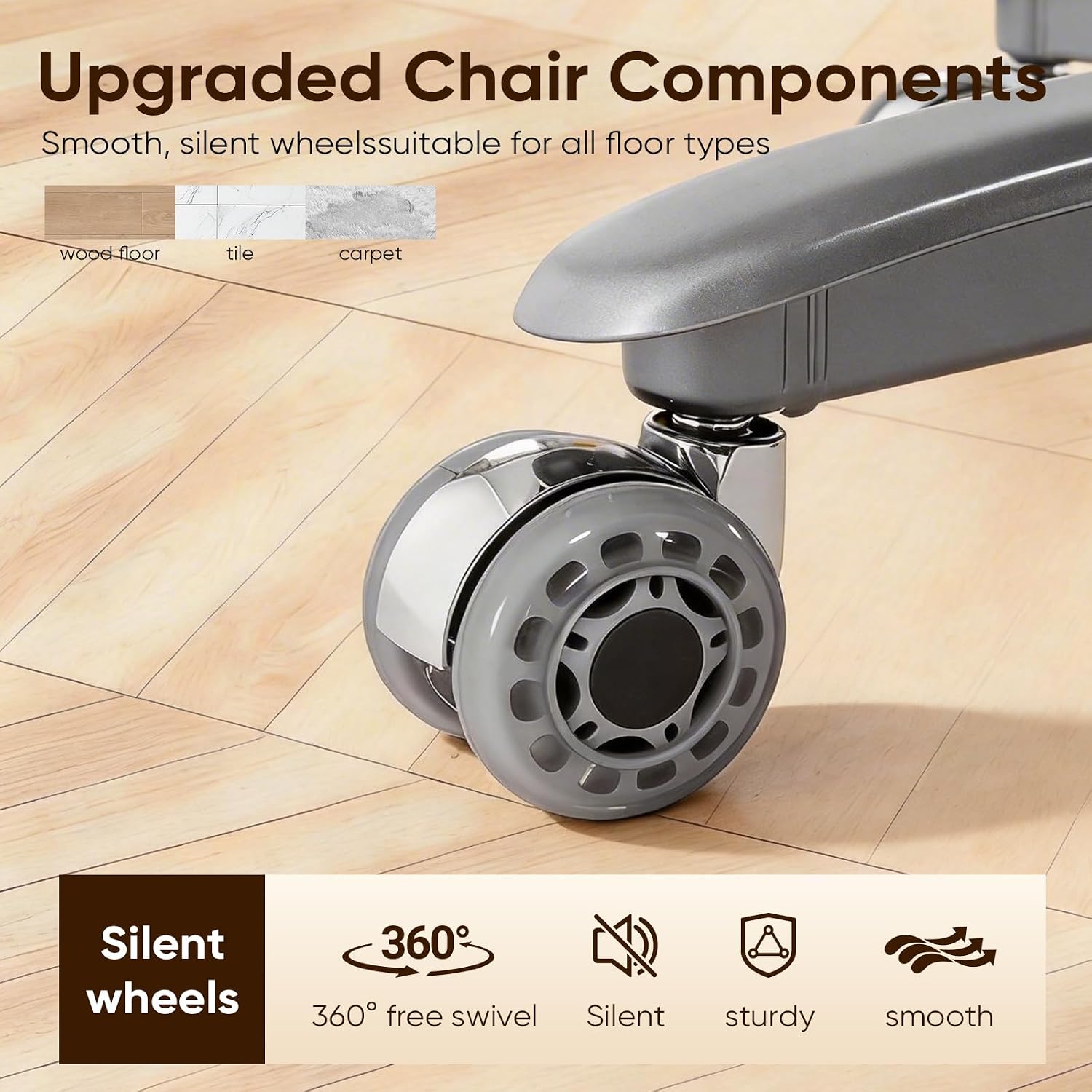 ZSQN 600 Lbs Big and Tall Office Chair, Plus Size Desk Chair with 6D Adjustable Flip Arms, Wide Comfortable Computer Chair with Adjustable Lumbar Support & Dual Rubber Wheels Brown