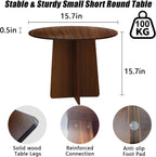 Short Small Round Coffee Table 15.7x15.7in, Side Table Walnut | Wooden Accent Tables For Small Spaces, Sofa, Bedroom, Bedside, Corner, Office, Nursery, Rustic Living Room Side Table