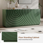 4 Door Modern Sideboard Buffet Cabinet with Spiral Grain, Accent Storage Sideboard Freestanding Anti-Dumping Storage Cabinet Buffet for Kitchen & Living Room (Green)